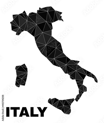 lowpoly Italy map. Polygonal Italy map vector designed from randomized triangles. Triangulated Italy map polygonal collage for education purposes.