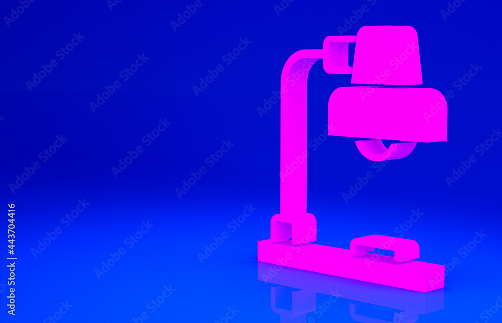 Pink Table lamp icon isolated on blue background. Minimalism concept. 3d illustration 3D render Pink Table lamp icon isolated on blue background. Minimalism concept. 3d illustration 3D render