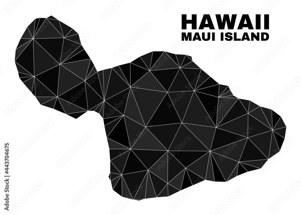 Lowpoly Maui Island map. Polygonal Maui Island map vector is filled