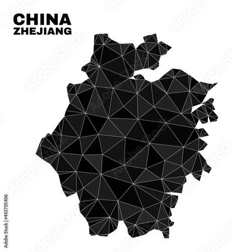 lowpoly Zhejiang Province map. Polygonal Zhejiang Province map vector is constructed from scattered triangles. Triangulated Zhejiang Province map polygonal collage for education purposes.