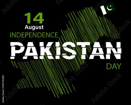 Illustration abstraction of Happy Pakistan Independence Day, celebrating independence day 14 august 1947 concept isolated