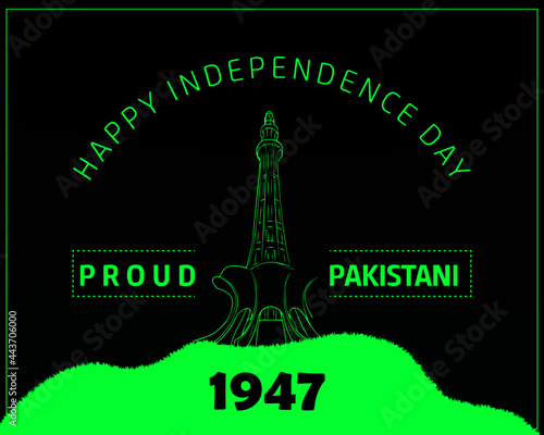 Illustration abstraction of Happy Pakistan Independence Day, celebrating independence day 14 august 1947 concept isolated