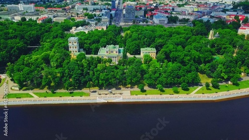 Palace of the Rumyantsevs-Paskevichs and Sozh river. Gomel. Belarus. photo