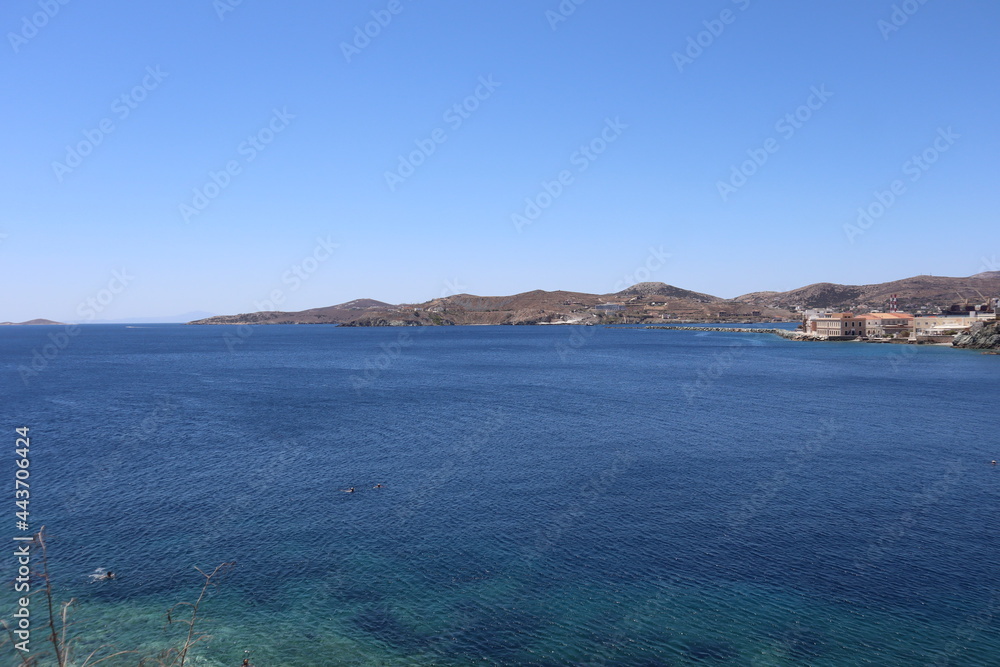 View of the sea in Syros island in Greece.