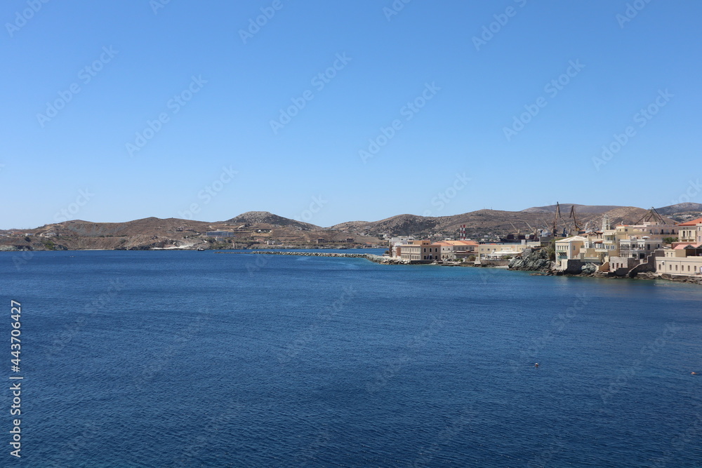 View of the bay in Syros island in Greece