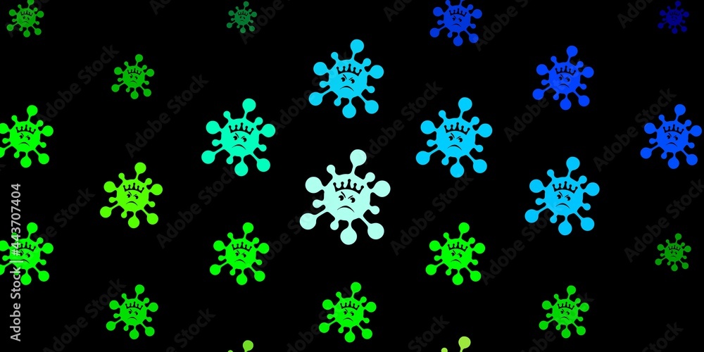 Dark blue, green vector template with flu signs. Dark blue, green vector template with flu signs.