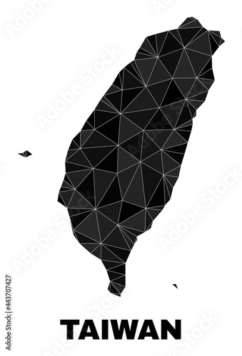 lowpoly Taiwan map. Polygonal Taiwan map vector combined of randomized triangles. Triangulated Taiwan map polygonal model for patriotic posters. photo