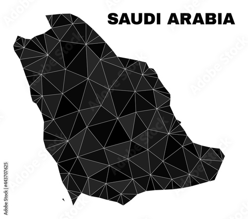 Low-poly Saudi Arabia map. Polygonal Saudi Arabia map vector combined with random triangles. Triangulated Saudi Arabia map polygonal model for education templates.