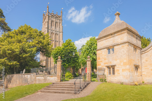The historic Church of St James in the English medieval market town village of Chipping Campden in the Cotswolds, Gloucestershire, UK. photo
