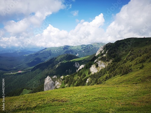 Summer landscape in the mountains. Beautiful day for hiking