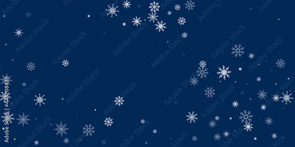 White delicate openwork snowflakes are scattered on a blue background. Festive background, postcard design, wallpaper White delicate openwork snowflakes are scattered on a blue background. Festive background, postcard design, wallpaper