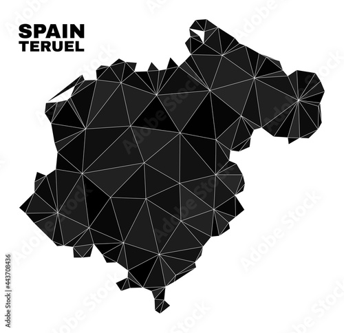 lowpoly Teruel Province map. Polygonal Teruel Province map vector is combined with chaotic triangles. Triangulated Teruel Province map polygonal model for political posters. photo