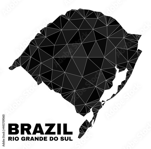 Low-poly Rio Grande do Sul State map. Polygonal Rio Grande do Sul State map vector filled from randomized triangles.