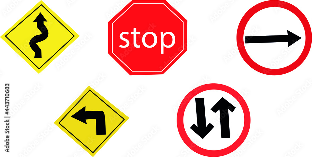 Art with five vectorized traffic signs icons. Art with five vectorized traffic signs icons.