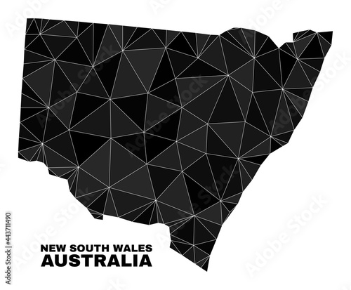 lowpoly New South Wales map. Polygonal New South Wales map vector is combined of random triangles. Triangulated New South Wales map polygonal abstraction for political posters.
