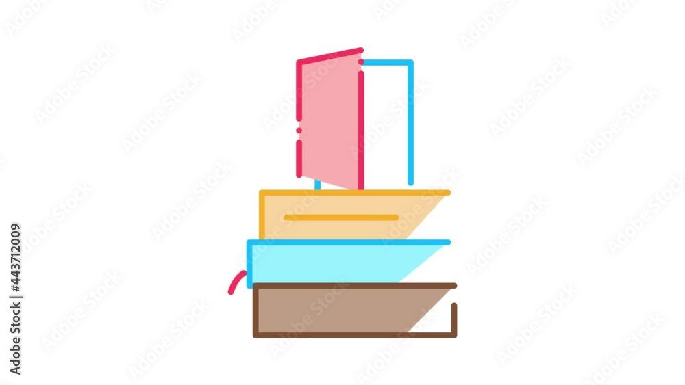 stack of books Icon Animation. color stack of books animated icon on white background stack of books Icon Animation. color stack of books animated icon on white background
