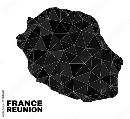 lowpoly Reunion Island map. Polygonal Reunion Island map vector is combined with random triangles. Triangulated Reunion Island map polygonal abstraction for patriotic purposes.