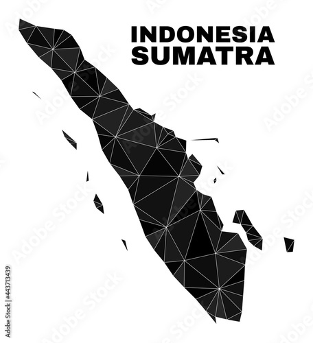 lowpoly Sumatra map. Polygonal Sumatra map vector is filled of random triangles. Triangulated Sumatra map polygonal collage for political posters.