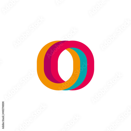 The letter zero and O, formed by intertwined lines. vector symbol