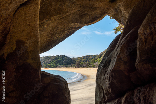 Cave at torrent bay in Abel Tasman National Park in summer