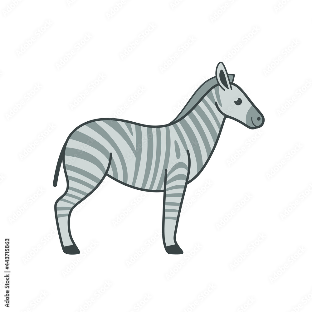 Cartoon zebra, cute character for children. Vector illustration in cartoon style for abc book, poster, postcard. Animal alphabet - letter Z.