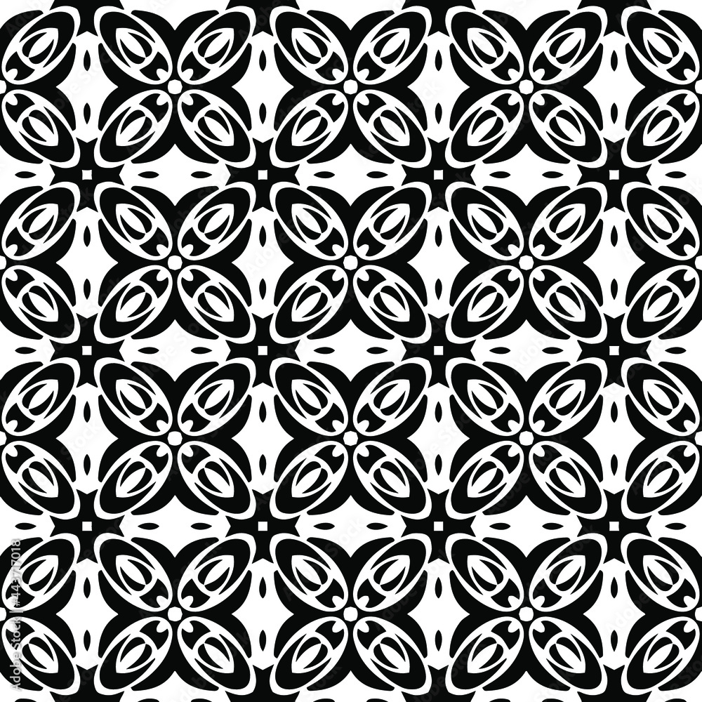 floral seamless pattern background.Geometric ornament for wallpapers and backgrounds. Black and white pattern. 