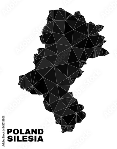 Low-poly Silesian Voivodeship map. Polygonal Silesian Voivodeship map vector constructed with random triangles. Triangulated Silesian Voivodeship map polygonal collage for patriotic purposes.