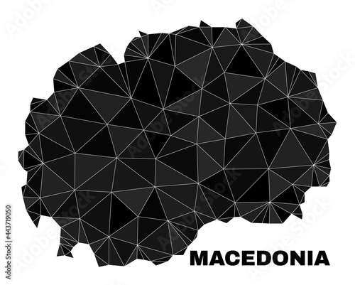 Low-poly Macedonia map. Polygonal Macedonia map vector constructed with scattered triangles. Triangulated Macedonia map polygonal collage for patriotic posters. photo