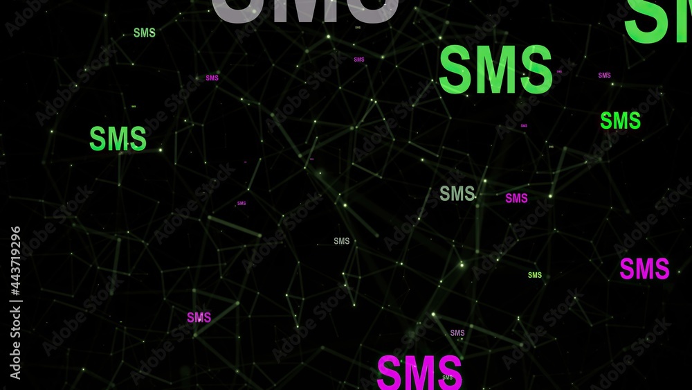 SMS text against network background SMS text against network background