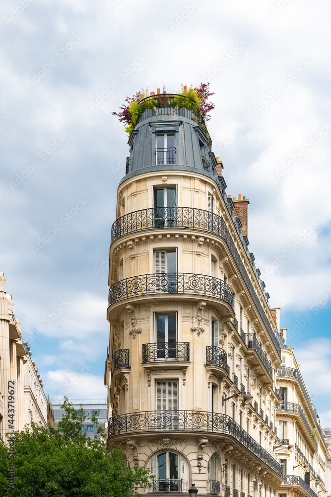 Paris, typical building rue Saint-Lazare, in the center of the french capital
