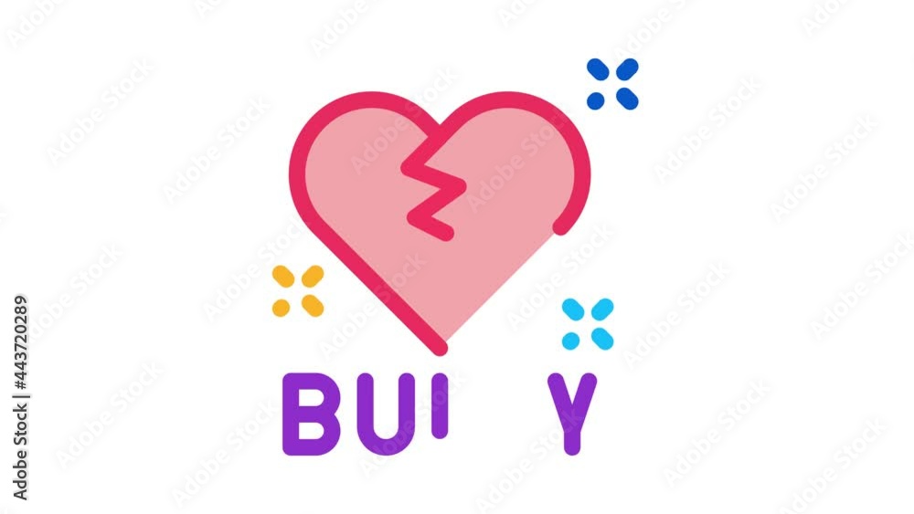 bully broken heart Icon Animation. color bully broken heart animated icon on white background bully broken heart Icon Animation. color bully broken heart animated icon on white background
