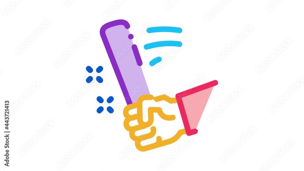 man hand with bat Icon Animation. color man hand with bat animated icon on white background man hand with bat Icon Animation. color man hand with bat animated icon on white background
