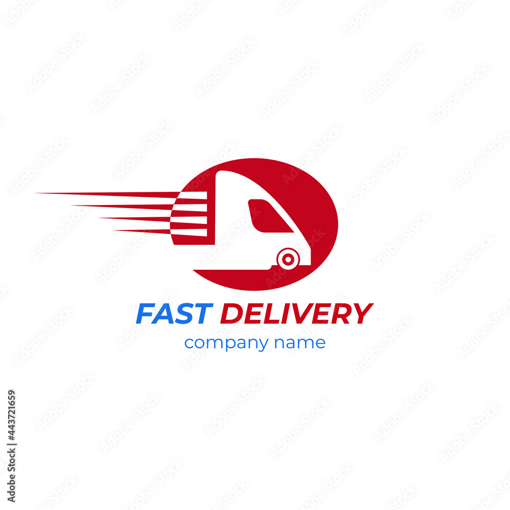 Fast Delivery logo in flat style. Red and White Fast Delivery logo 