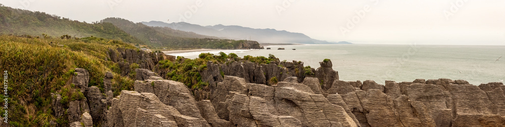 Beautiful Pancake Rocks at the west coast of New Zealand, South Island Beautiful Pancake Rocks at the west coast of New Zealand, South Island