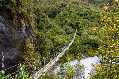 Suspension bridge at the Roberts Point Track at Franz Josef Glacier National Park photo