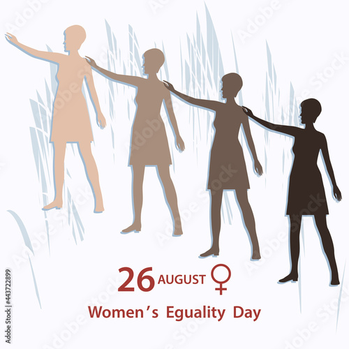 Women of different skin colors - a symbol of unity - vector. Women's Equality Day. August, 26th
