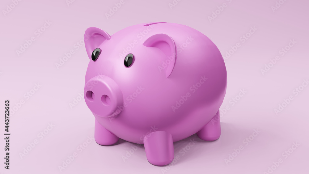 piggy bank pink 3d rendering