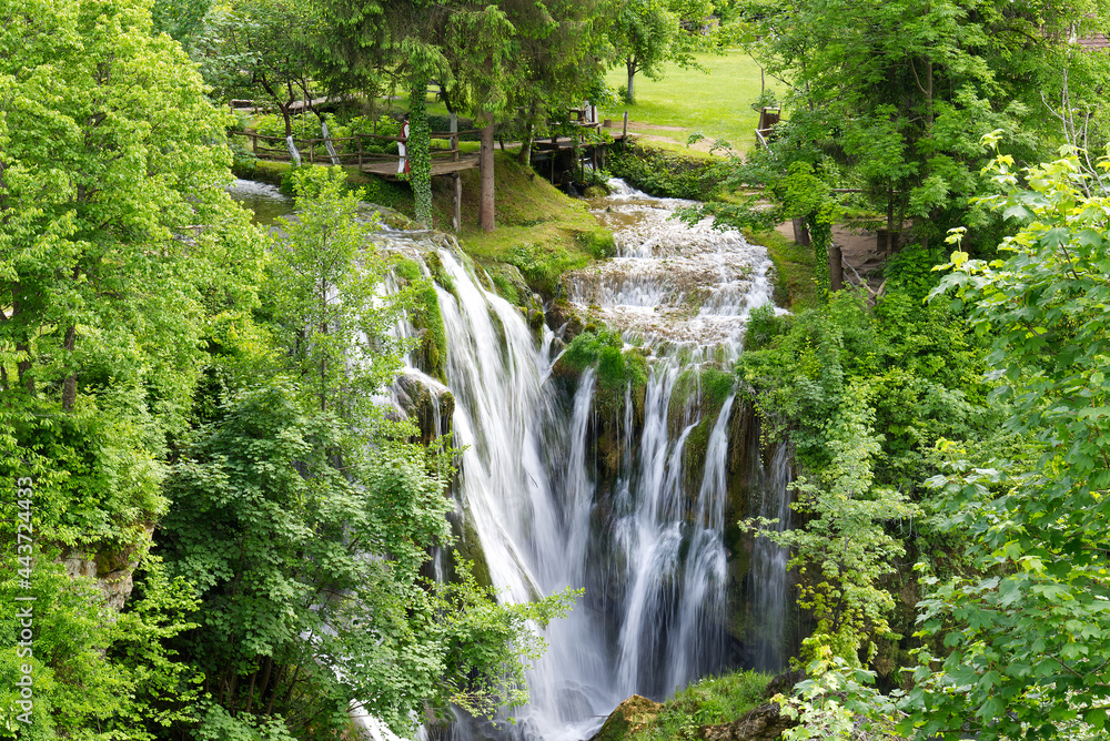 Beautiful waterfall in Slunj, Croatia during summer season. Travel destination in croatia, must visit concept Beautiful waterfall in Slunj, Croatia during summer season. Travel destination in croatia, must visit concept