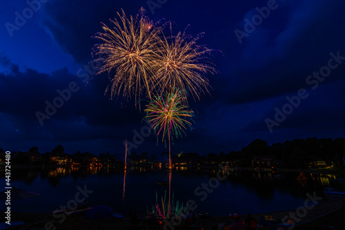 Celebration of Independence day - Fireworks over the lake