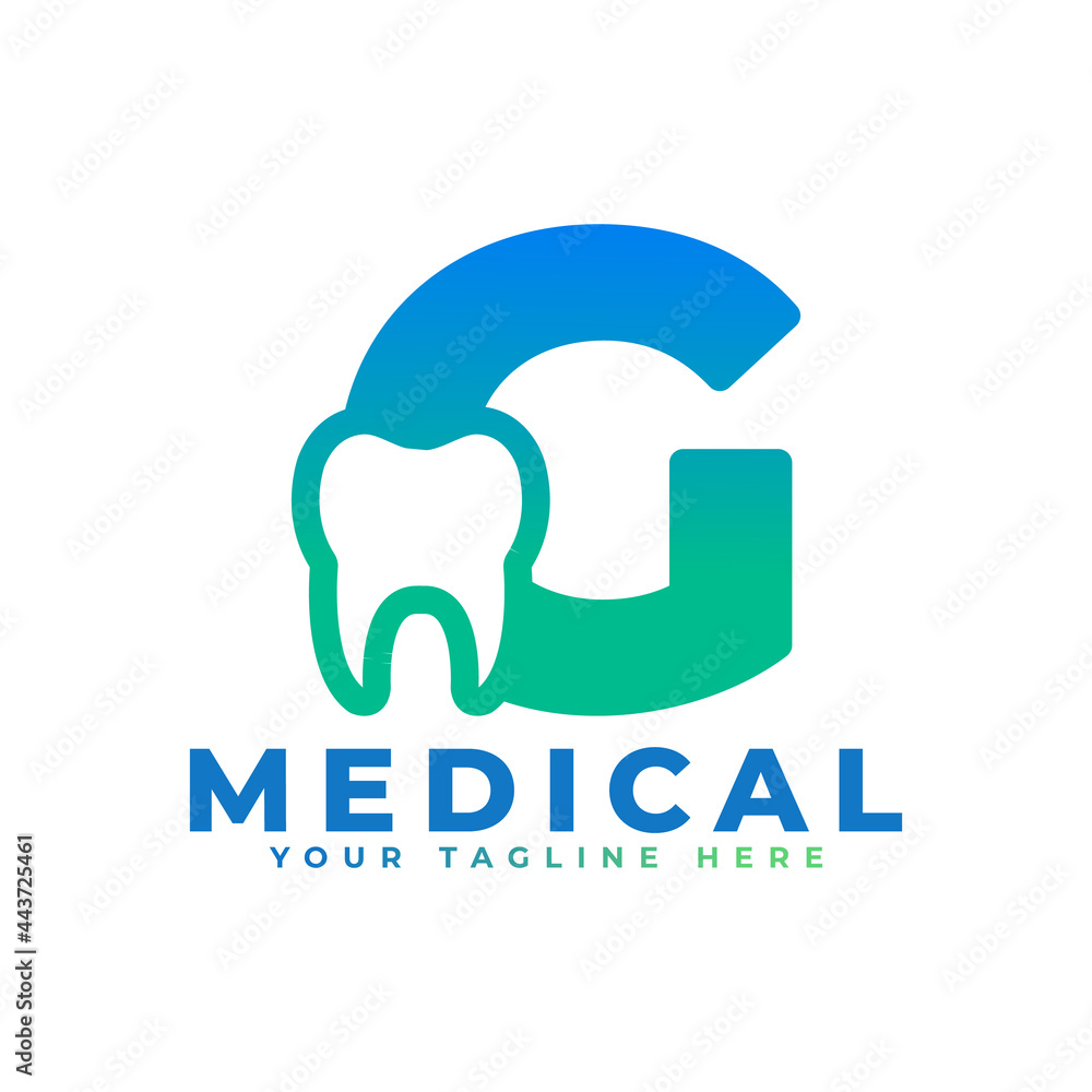 Dental Clinic Logo. Blue Shape Initial Letter G Linked with Tooth Symbol inside. Usable for Dentist, Dental Care and Medical Logos. Flat Vector Logo Design Ideas Template Element. Dental Clinic Logo. Blue Shape Initial Letter G Linked with Tooth Symbol inside. Usable for Dentist, Dental Care and Medical Logos. Flat Vector Logo Design Ideas Template Element.