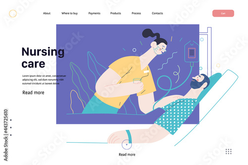 Nursing care - medical insurance illustration. Modern flat vector