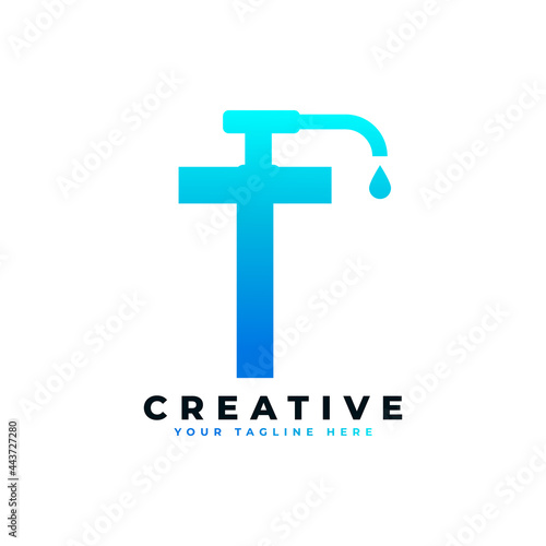 Antibacterial Hand Sanitizer Logo. Initial Letter T with Hand Sanitizer Logo.