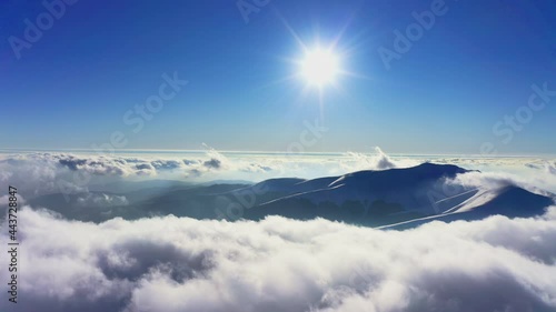 Wallpaper Mural Wonderful view of extraordinary cloudy valley and bright orange sunset Torontodigital.ca
