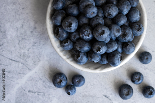 Florida Blueberries in Handmade Pottery Bowl Flatlay