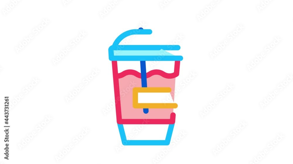 milk shake Icon Animation. color milk shake animated icon on white background milk shake Icon Animation. color milk shake animated icon on white background