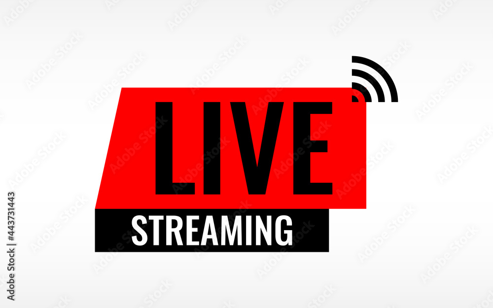 Obraz premium Live Stream or live streaming symbol icon with play button in red, isolated on white background vector illustration. easy to edit for broadcasting or advertising online.