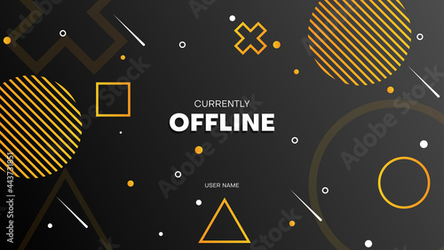 offline streaming banner background with geometric shapes in orange and black color