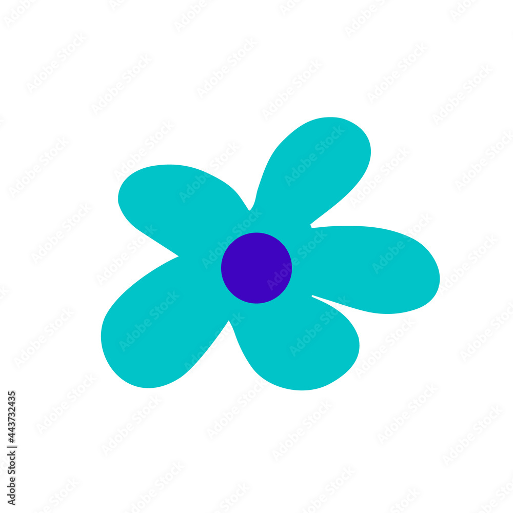 Turquoise flower. Vector illustration in the doodle style.