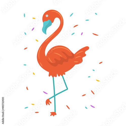 Hello Summer Flamingo vector illustration, simple and cute flat design