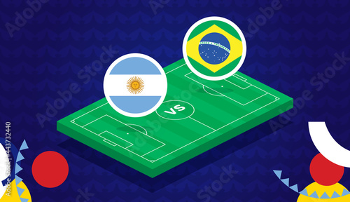 argentina vs brazil match vector illustration South america Football Copa America 2021 championship